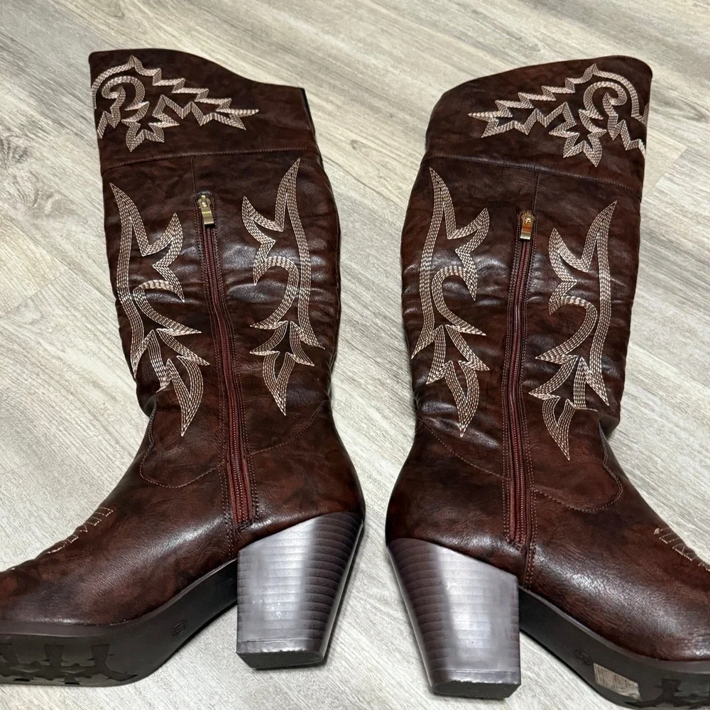 Above the knee western brown cowgirl boots size 6.5‎ NWOT